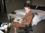 Nan lounging in our D.C. hotel room