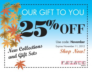 Use coupon code: November & Save 25%